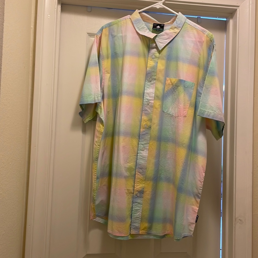 Multi colored, button down shirt. New condition!